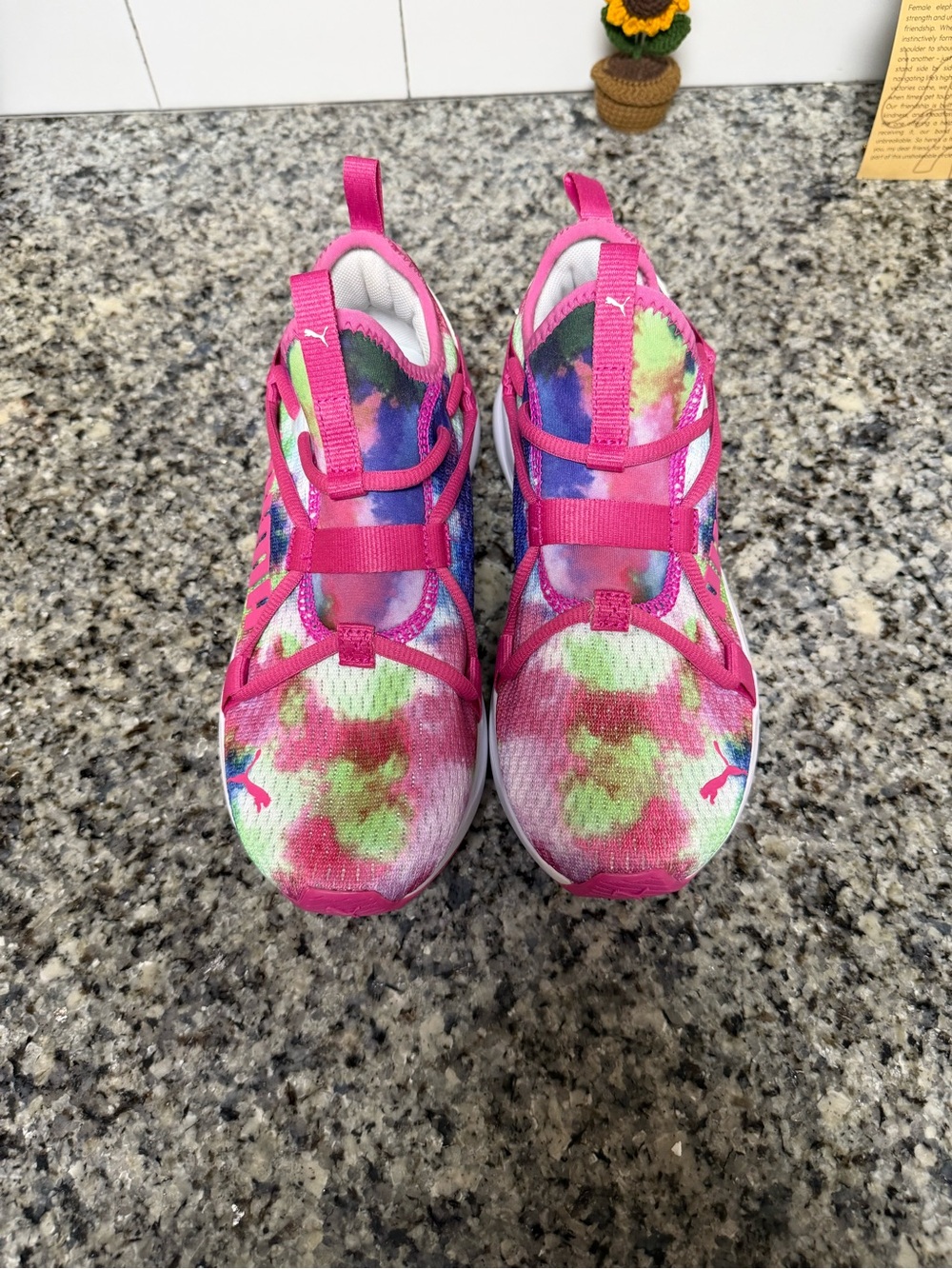 Puma Kids Pink Multicolor Tie-Dye Slip-On Sneakers